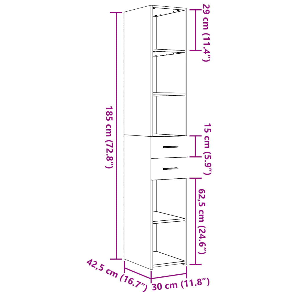 Image Buffet haut gris béton 30x42,5x185 cm bois d'ingénierie | Xios Store SNC vidaXL Xios Store SNC