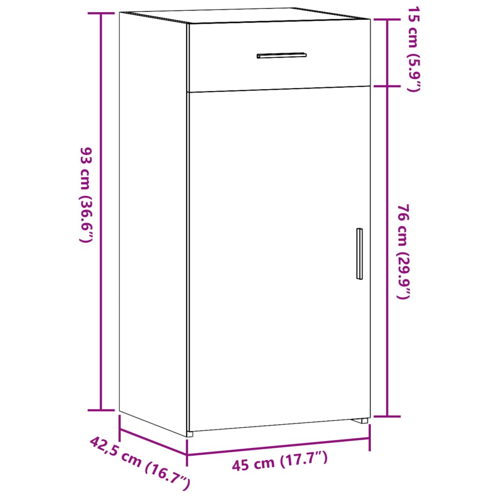 Image Buffet chêne sonoma 45x42,5x93 cm bois d'ingénierie | Xios Store SNC vidaXL Xios Store SNC