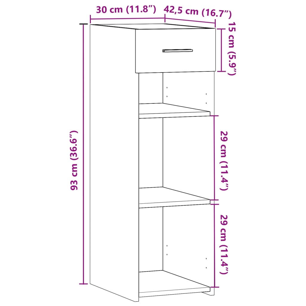 Image Buffet chêne sonoma 30x42,5x93 cm bois d'ingénierie | Xios Store SNC vidaXL Xios Store SNC