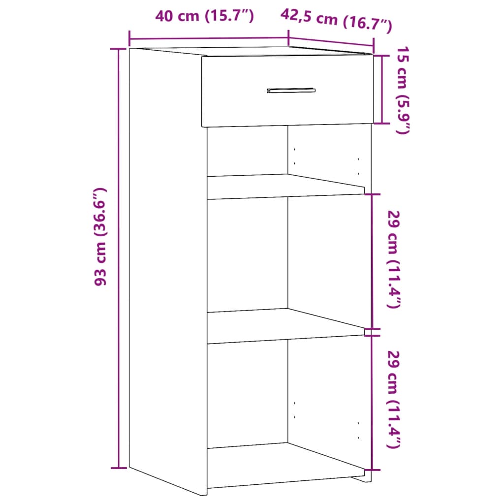 Image Buffet chêne sonoma 40x42,5x93 cm bois d'ingénierie | Xios Store SNC vidaXL Xios Store SNC