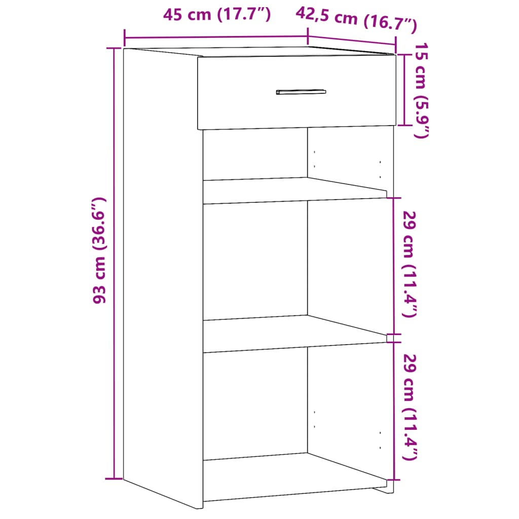 Image Buffet chêne marron 45x42,5x93 cm bois d'ingénierie | Xios Store SNC vidaXL Xios Store SNC