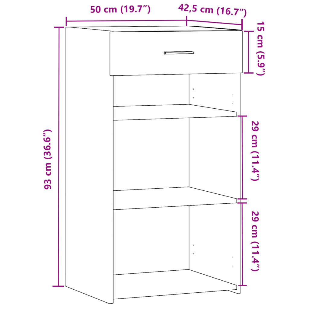 Image Buffet chêne marron 50x42,5x93 cm bois d'ingénierie | Xios Store SNC vidaXL Xios Store SNC