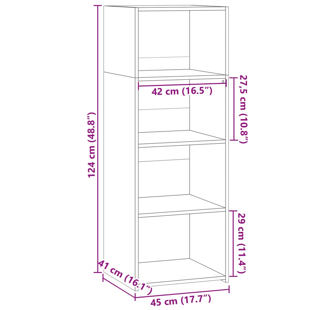 Image Buffet haut gris béton 45x41x124 cm bois d'ingénierie | Xios Store SNC vidaXL Xios Store SNC