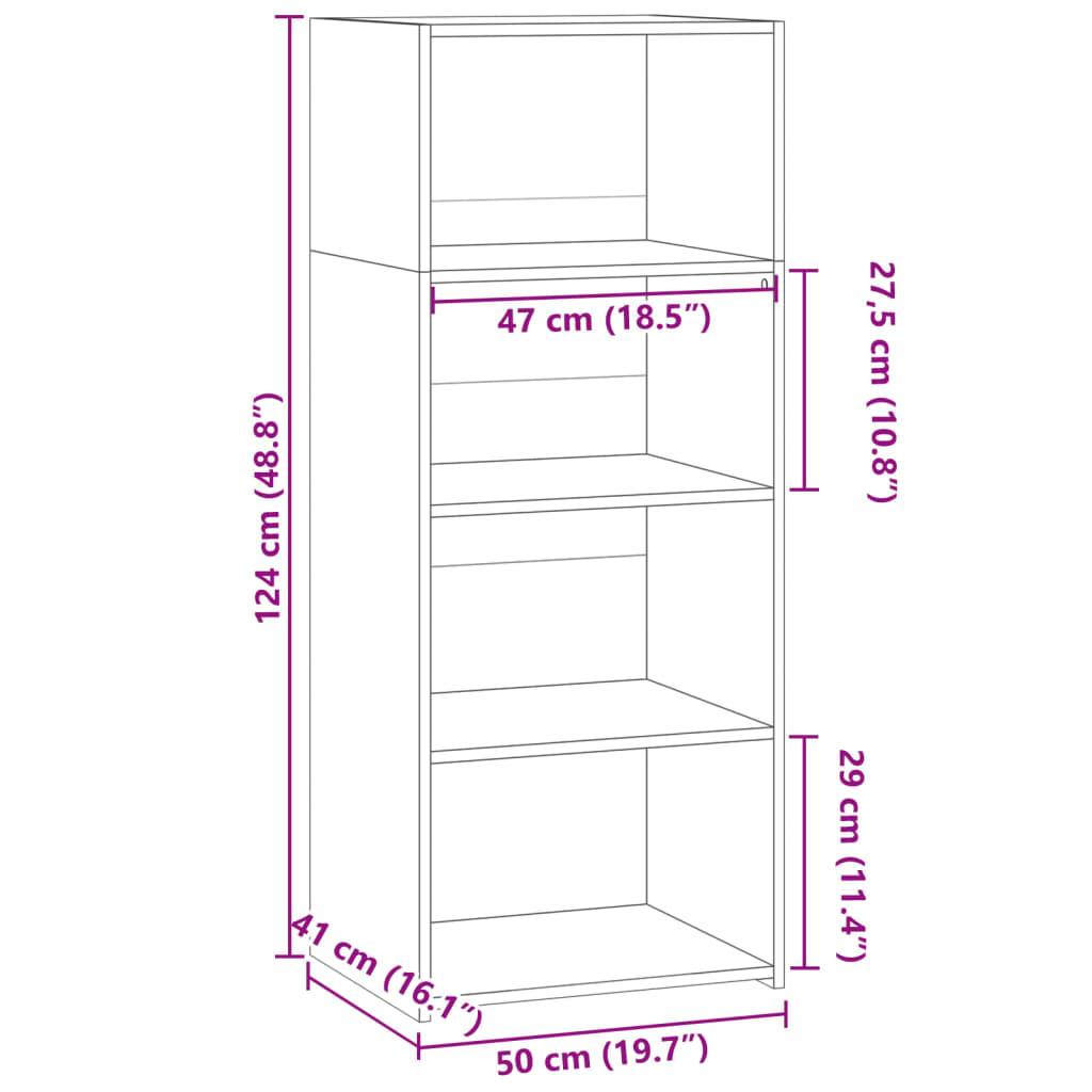 Image Buffet haut noir 50x41x124 cm bois d'ingénierie | Xios Store SNC vidaXL Xios Store SNC