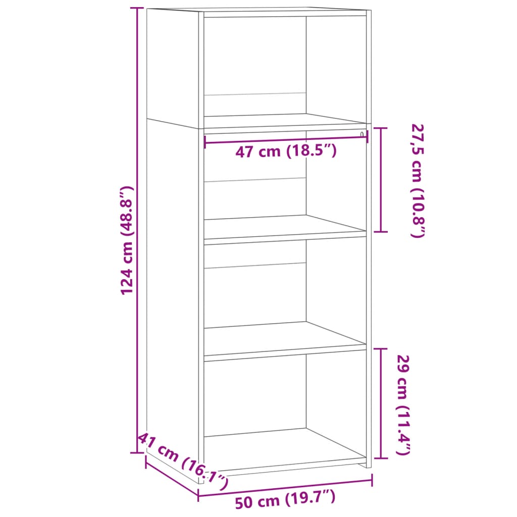 Image Buffet haut sonoma gris 50x41x124 cm bois d'ingénierie | Xios Store SNC vidaXL Xios Store SNC