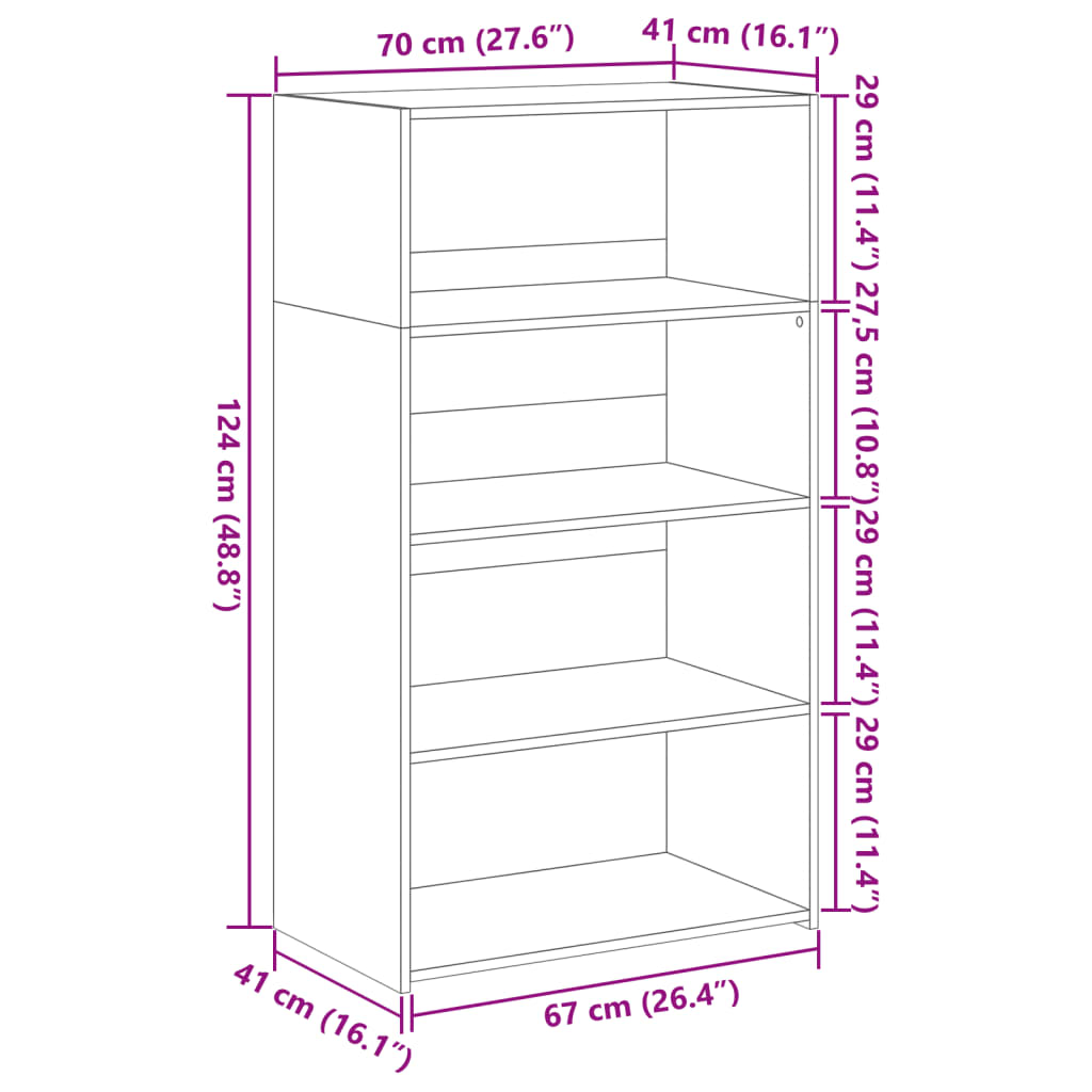 Image Buffet haut chêne fumé 70x41x124 cm bois d'ingénierie | Xios Store SNC vidaXL Xios Store SNC