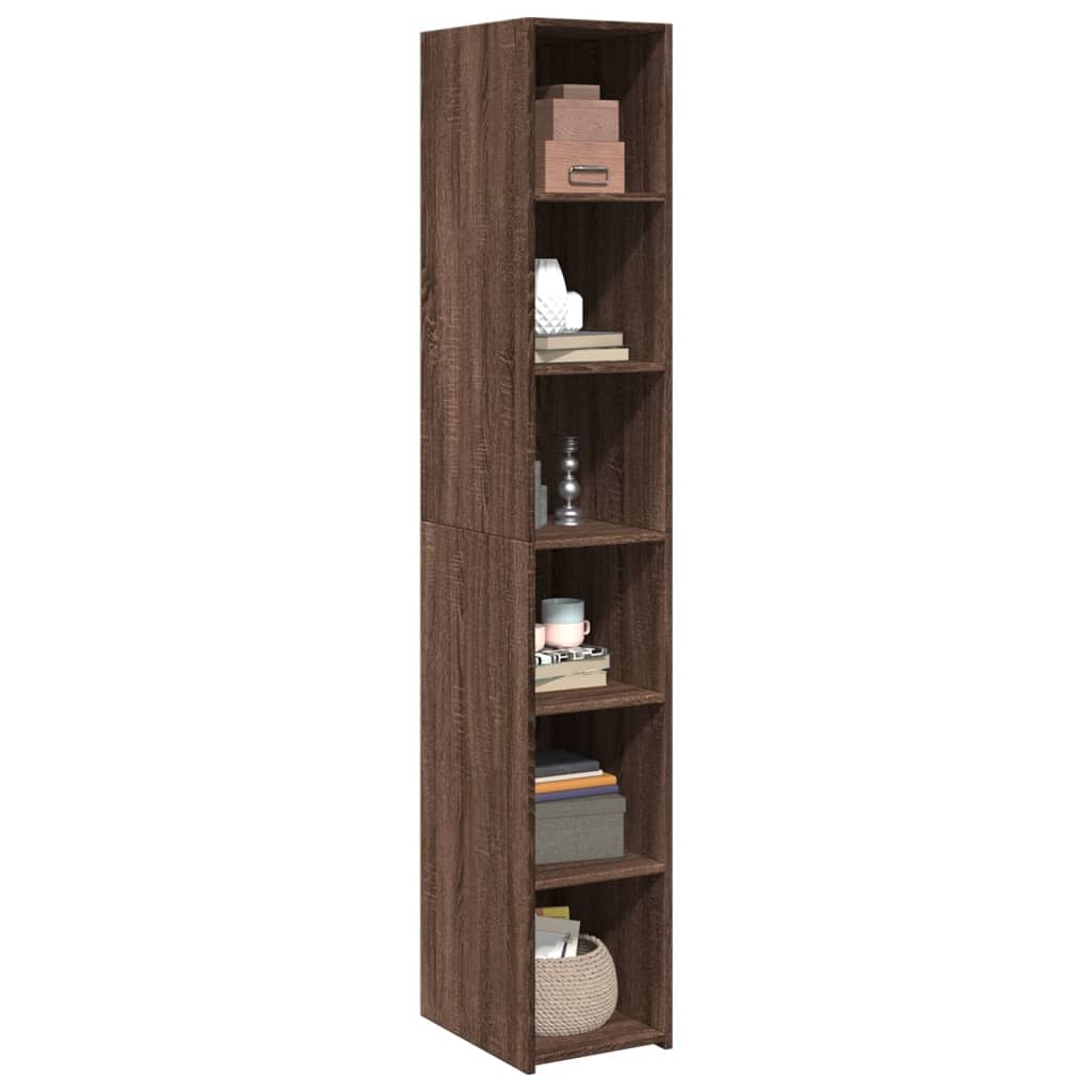 Buffet haut chêne marron 30x41x185 cm bois d'ingénierie, Xios Store SNC