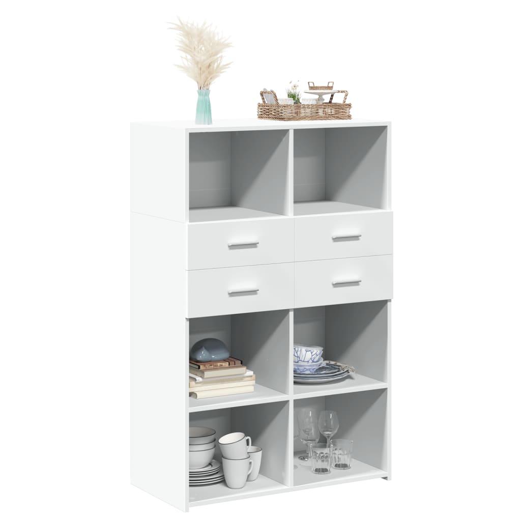 Image Buffet haut blanc 80x42,5x124 cm bois d'ingénierie | Xios Store SNC vidaXL Xios Store SNC