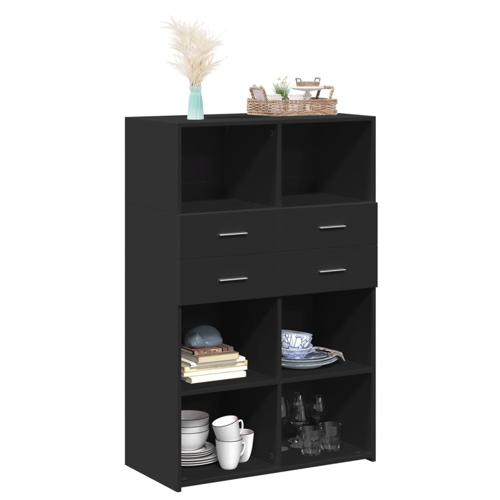 Image Buffet haut noir 80x42,5x124 cm bois d'ingénierie | Xios Store SNC vidaXL Xios Store SNC