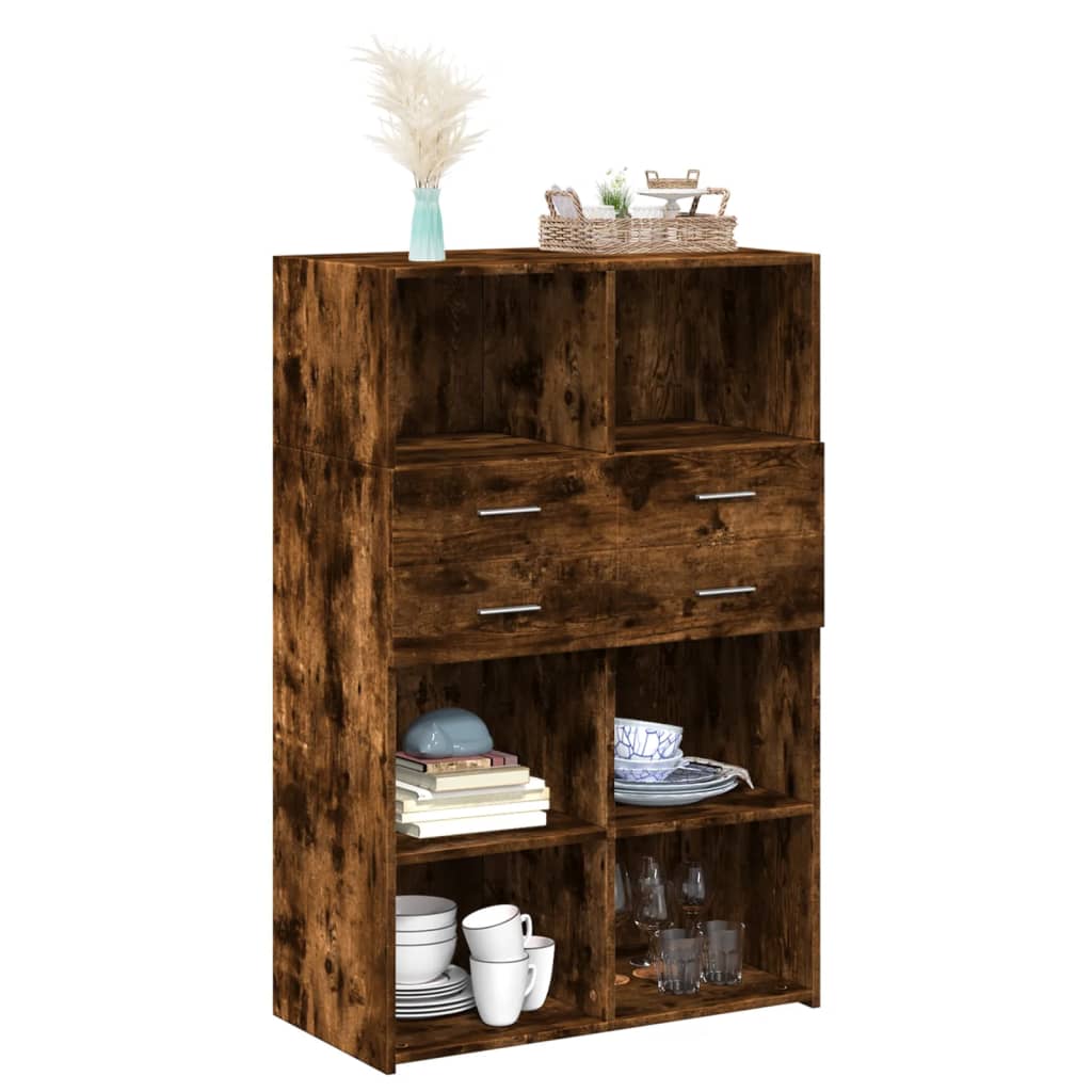 Image Buffet haut chêne fumé 80x42,5x124 cm bois d'ingénierie | Xios Store SNC vidaXL Xios Store SNC