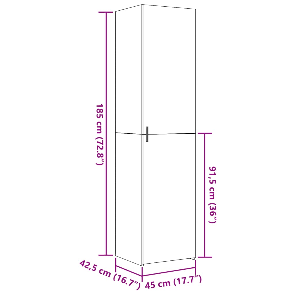 Image Buffet haut gris béton 45x42,5x185 cm bois d'ingénierie | Xios Store SNC vidaXL Xios Store SNC