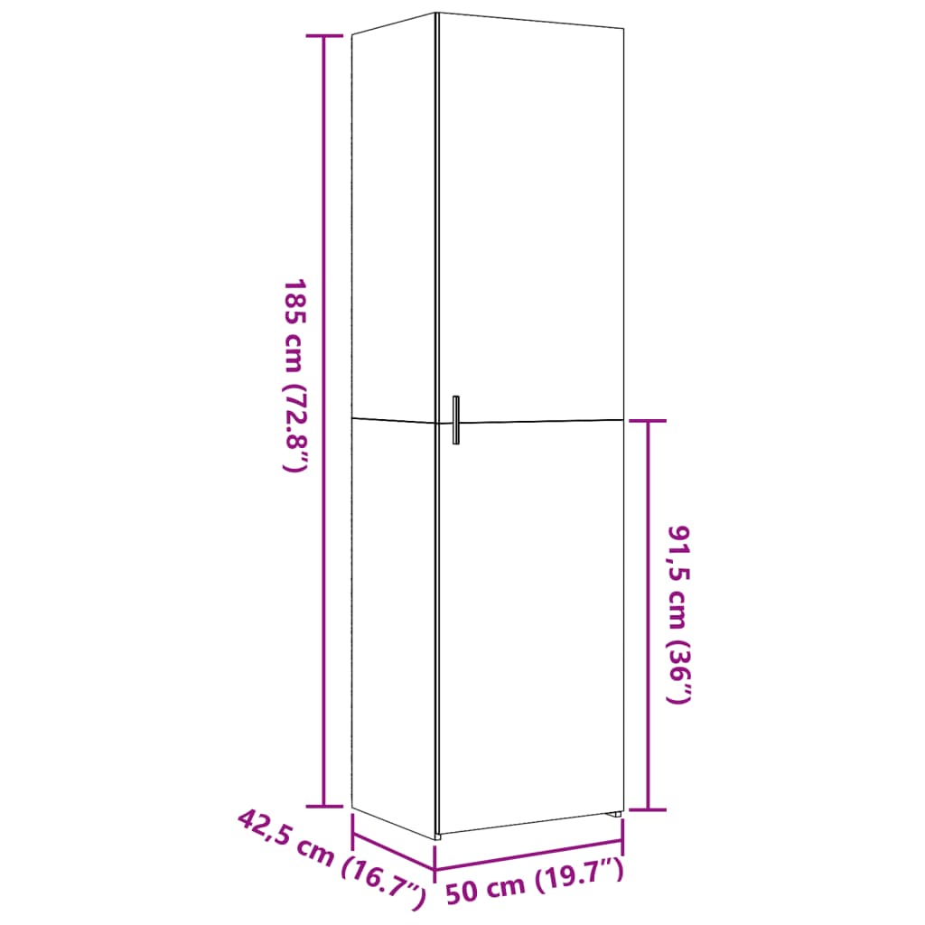 Image Buffet haut blanc 50x42,5x185 cm bois d'ingénierie | Xios Store SNC vidaXL Xios Store SNC