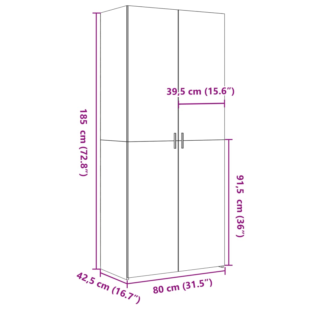 Image Buffet haut chêne sonoma 80x42,5x185 cm bois d'ingénierie | Xios Store SNC vidaXL Xios Store SNC