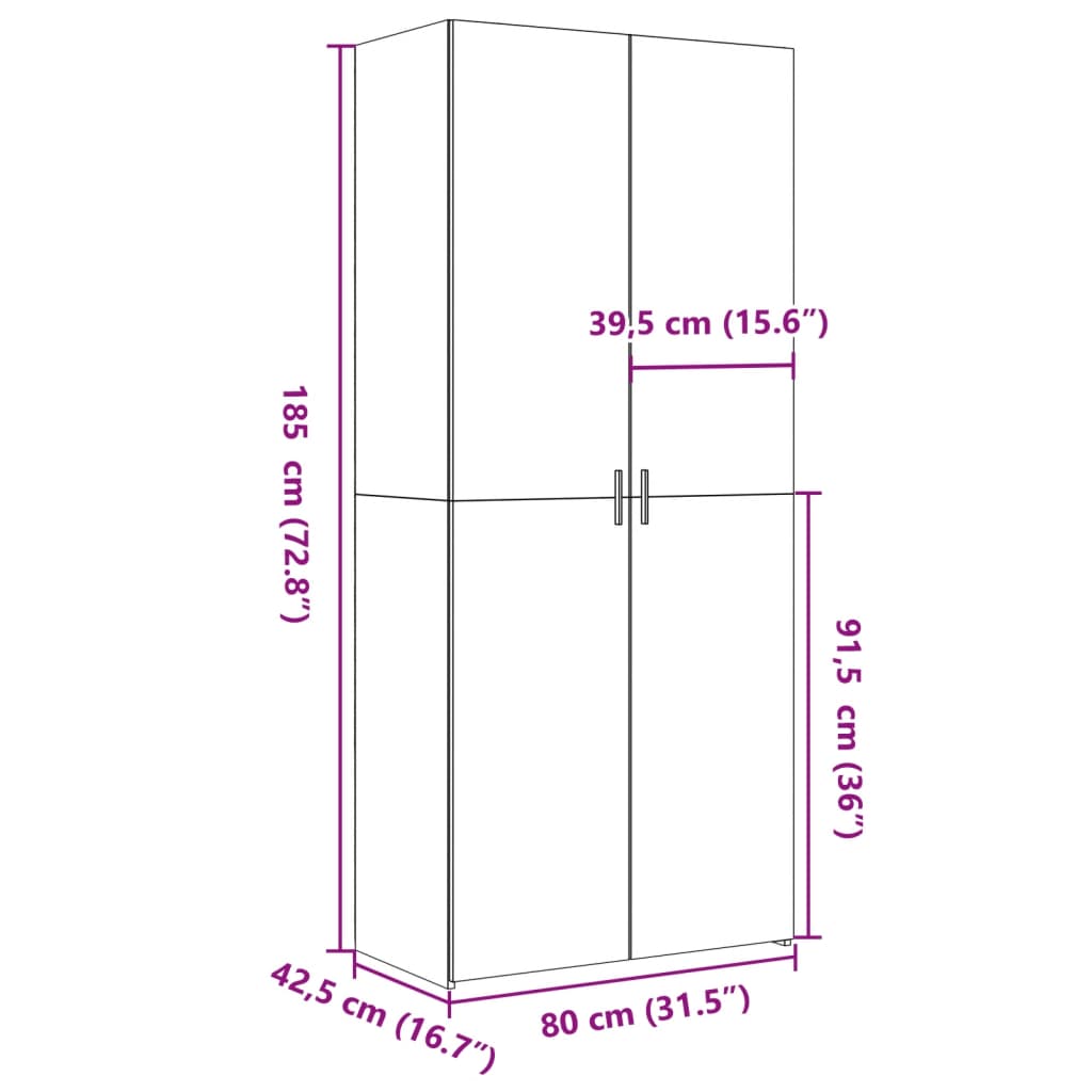 Image Buffet haut sonoma gris 80x42,5x185 cm bois d'ingénierie | Xios Store SNC vidaXL Xios Store SNC