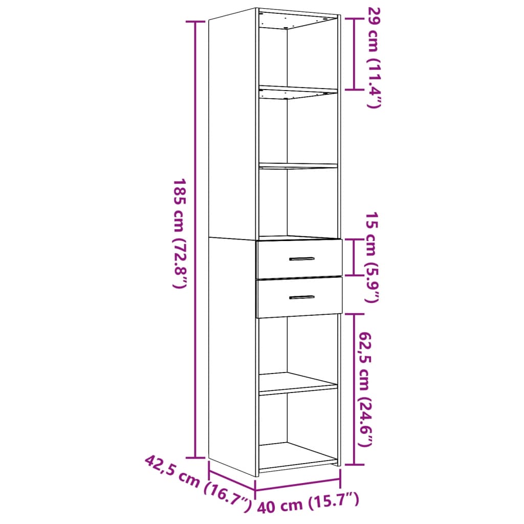 Image Buffet haut gris béton 40x42,5x185 cm bois d'ingénierie | Xios Store SNC vidaXL Xios Store SNC