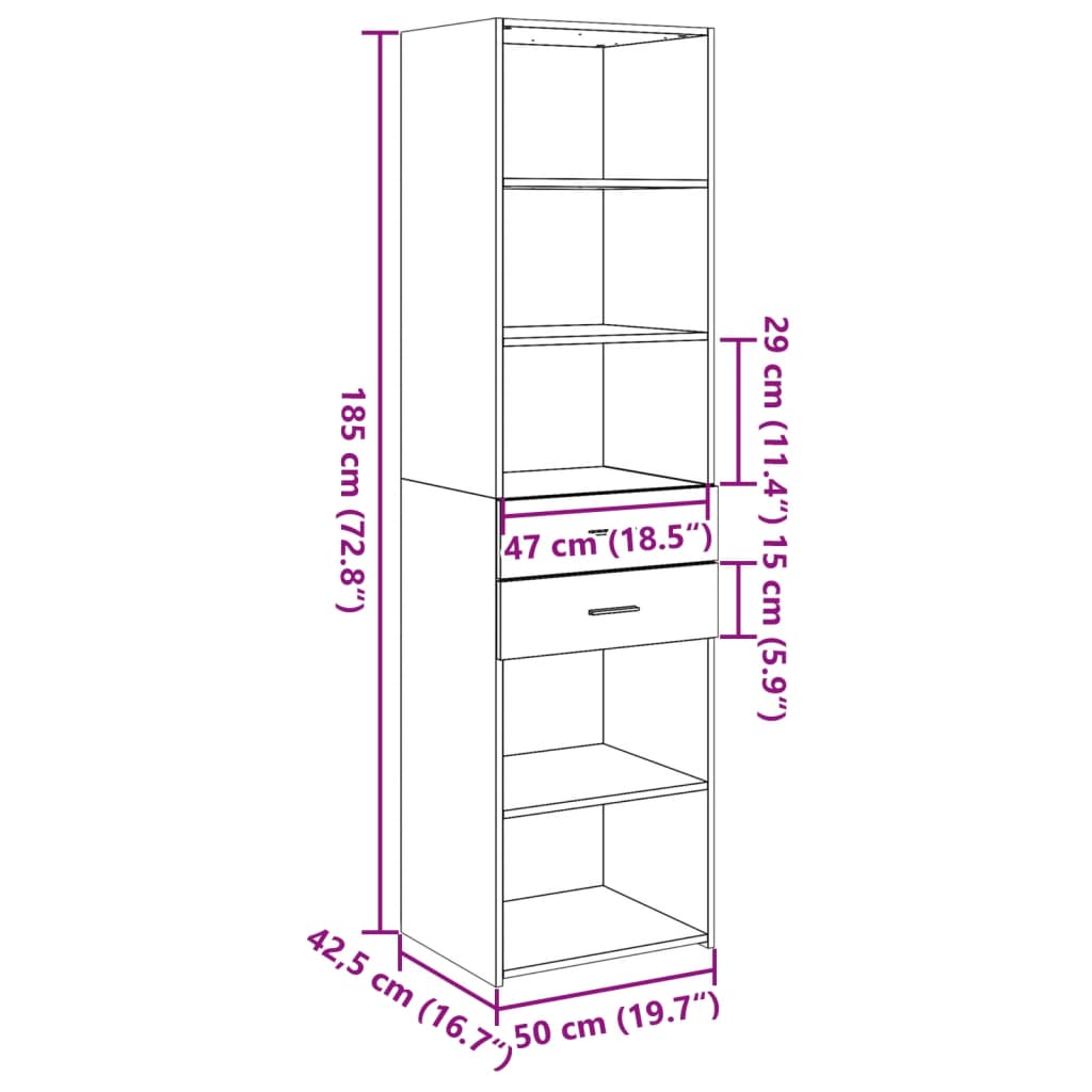 Image Buffet haut blanc 50x42,5x185 cm bois d'ingénierie | Xios Store SNC vidaXL Xios Store SNC