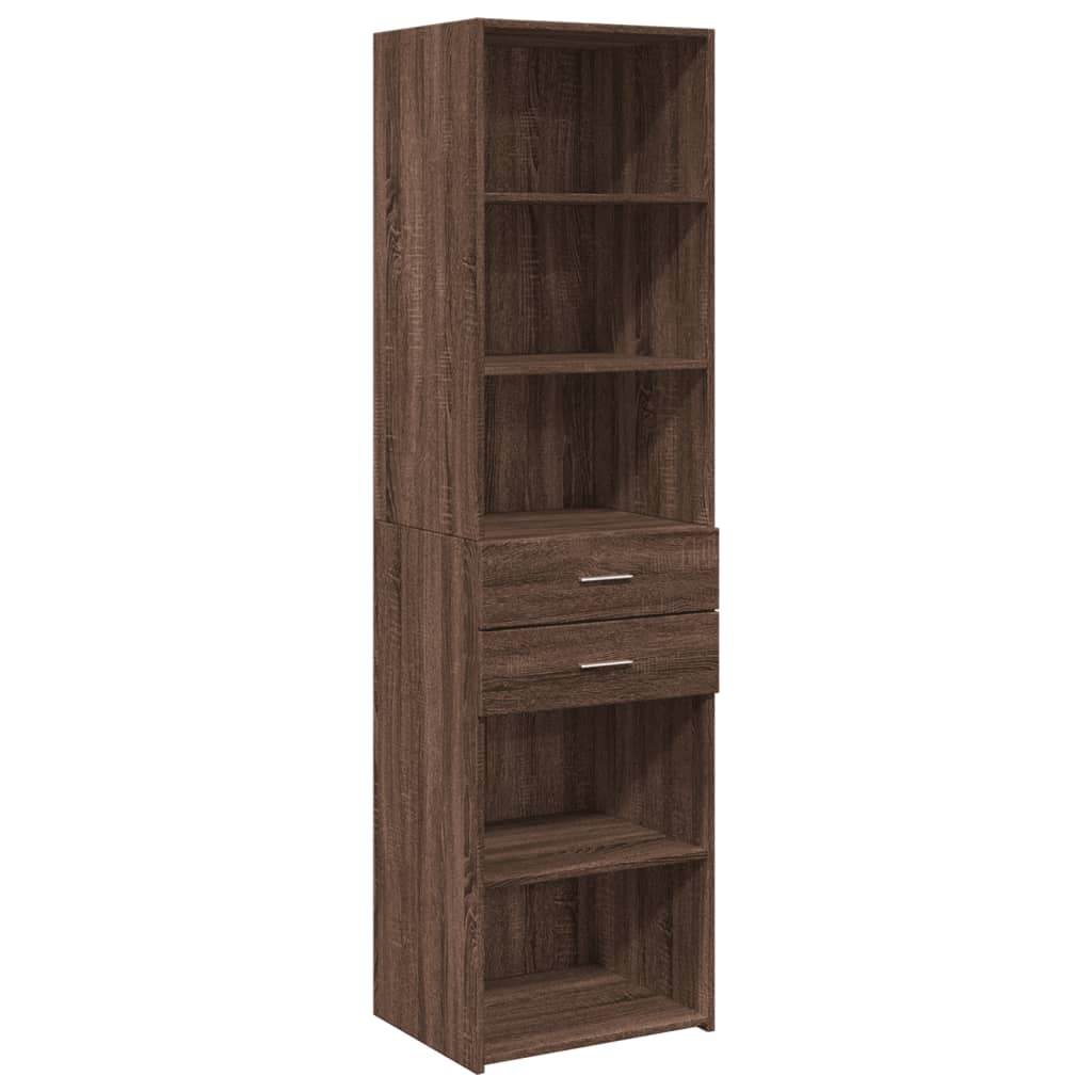 Image Buffet haut chêne marron 50x42,5x185 cm bois d'ingénierie | Xios Store SNC vidaXL Xios Store SNC