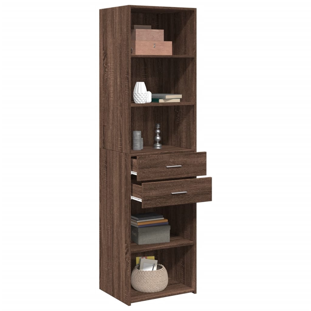 Image Buffet haut chêne marron 50x42,5x185 cm bois d'ingénierie | Xios Store SNC vidaXL Xios Store SNC