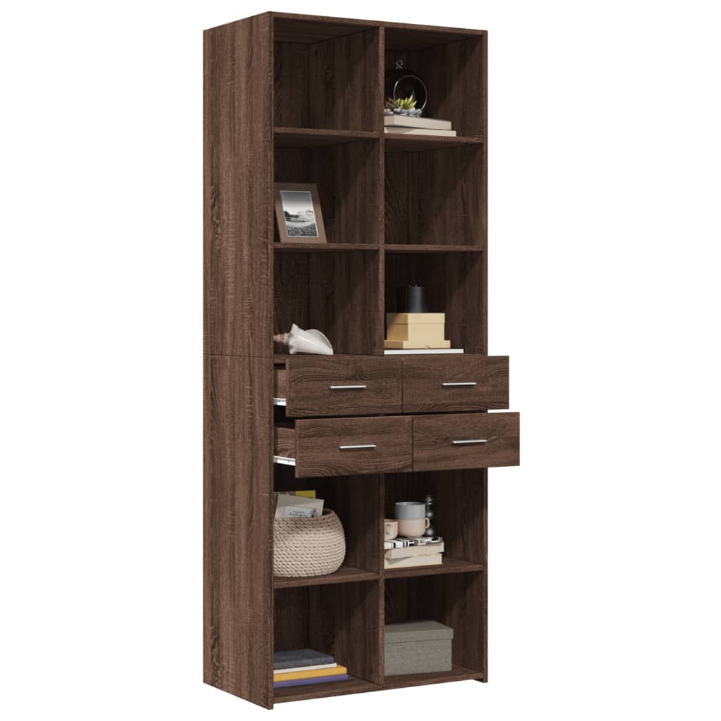 Image Buffet haut chêne marron 70x42,5x185 cm bois d'ingénierie | Xios Store SNC vidaXL Xios Store SNC