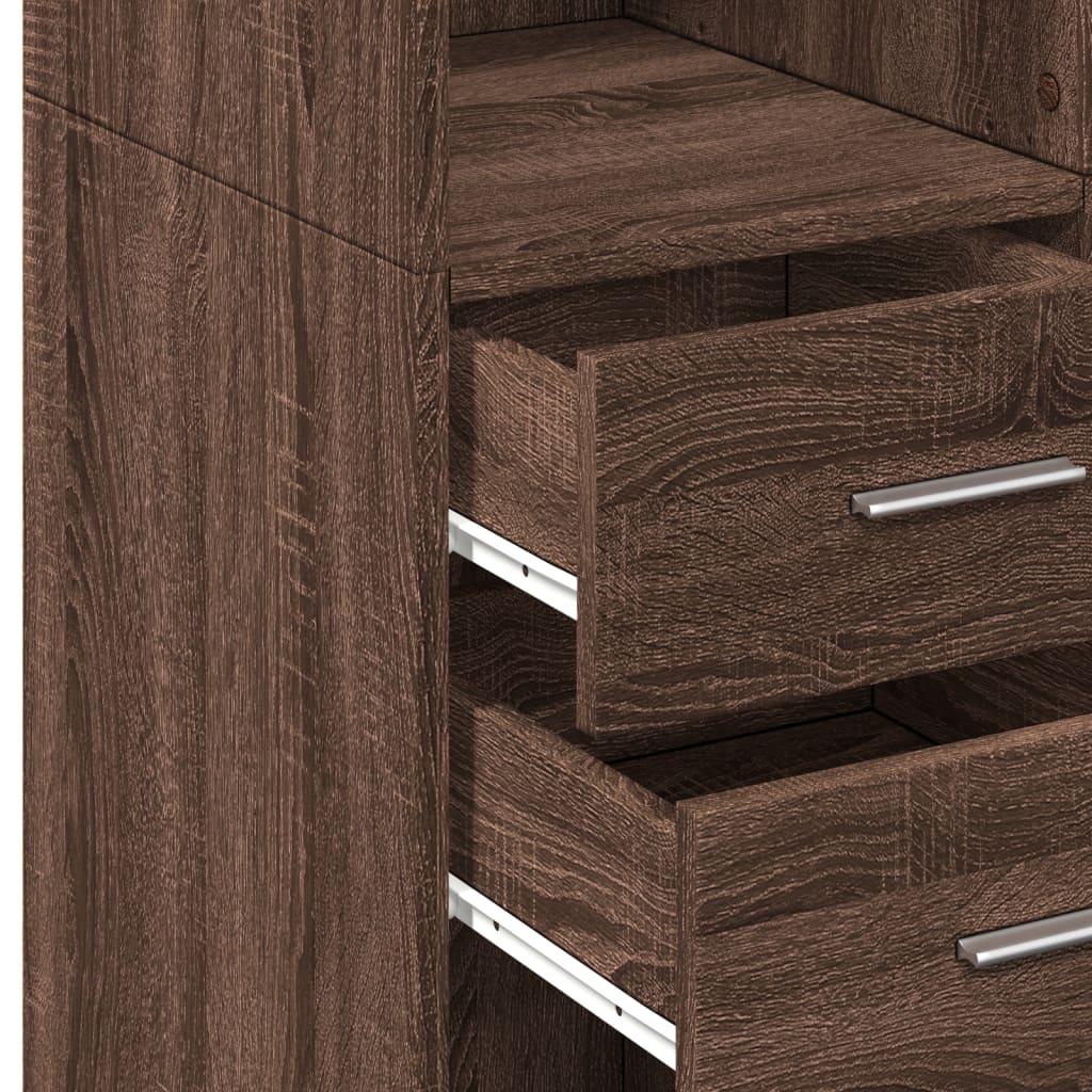 Image Buffet haut chêne marron 70x42,5x185 cm bois d'ingénierie | Xios Store SNC vidaXL Xios Store SNC