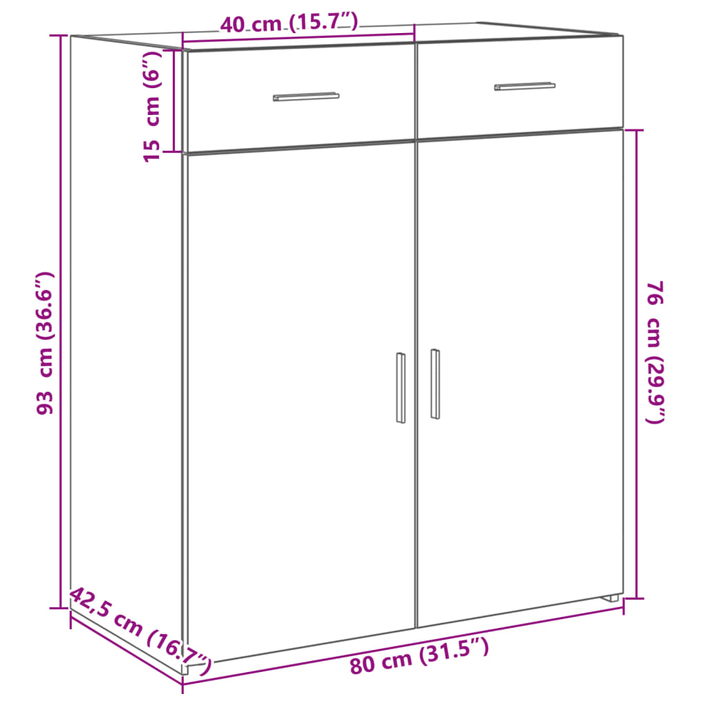 Image Buffet sonoma gris 80x42,5x93 cm bois d'ingénierie | Xios Store SNC vidaXL Xios Store SNC