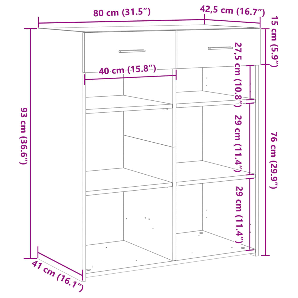 Image Buffet blanc 80x42,5x93 cm bois d'ingénierie | Xios Store SNC vidaXL Xios Store SNC