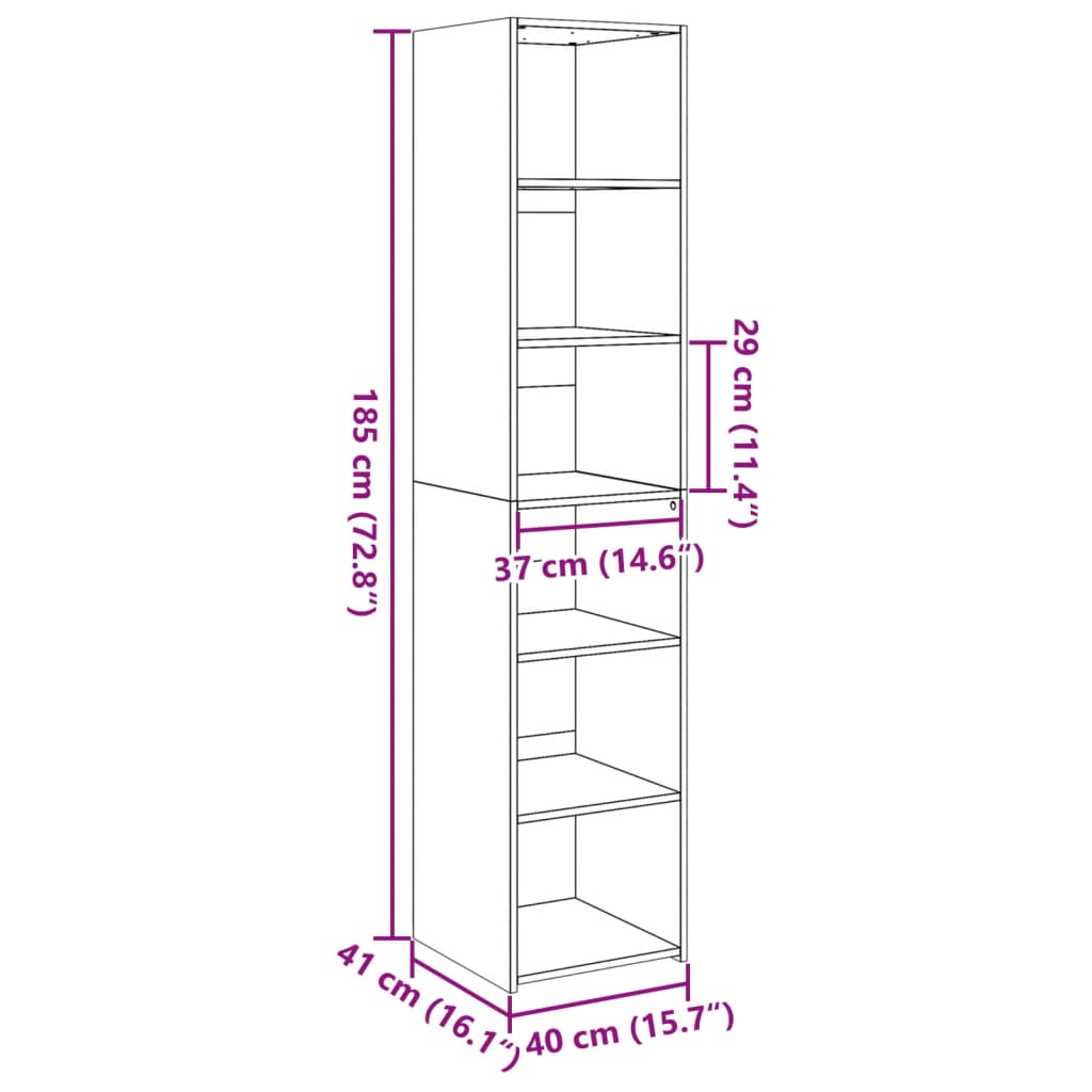 Image Buffet haut sonoma gris 40x41x185 cm bois d'ingénierie | Xios Store SNC vidaXL Xios Store SNC