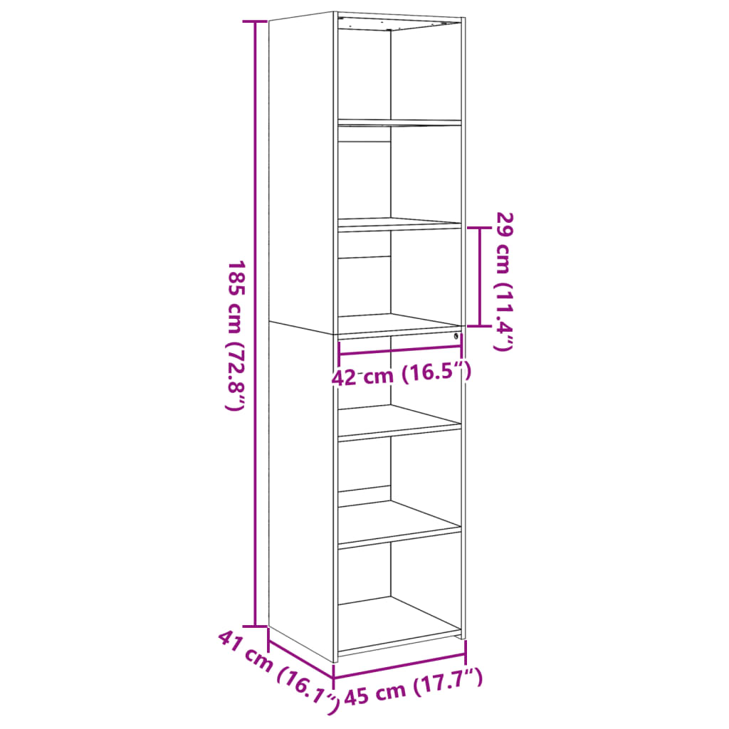 Image Buffet haut chêne marron 45x41x185 cm bois d'ingénierie | Xios Store SNC vidaXL Xios Store SNC