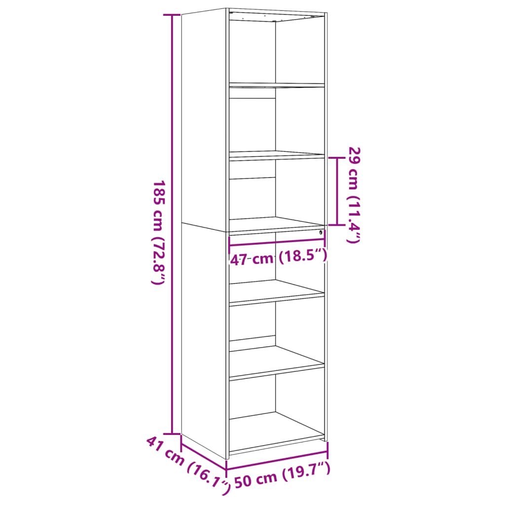 Image Buffet haut chêne sonoma 50x41x185 cm bois d'ingénierie | Xios Store SNC vidaXL Xios Store SNC