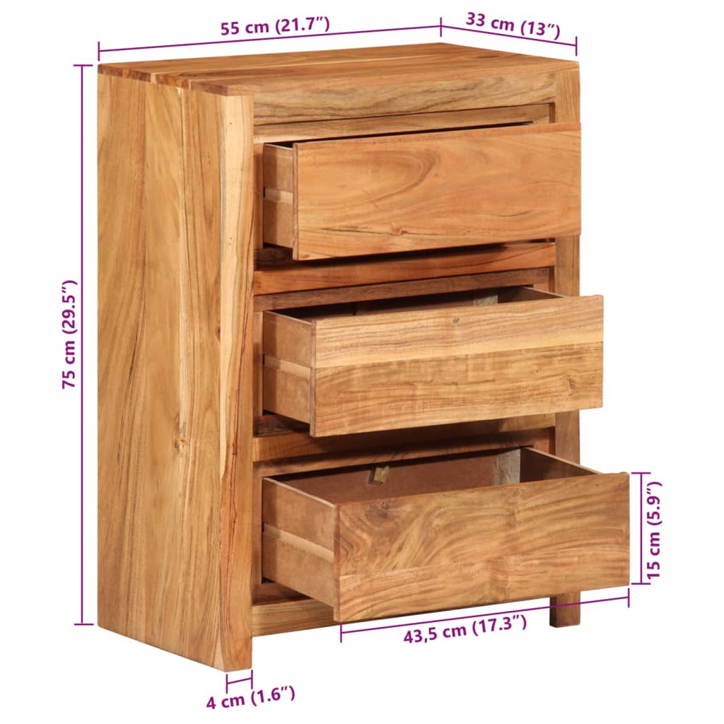 Image Armoire à tiroirs 55x33x75 cm bois d'acacia massif | Xios Store SNC vidaXL Xios Store SNC