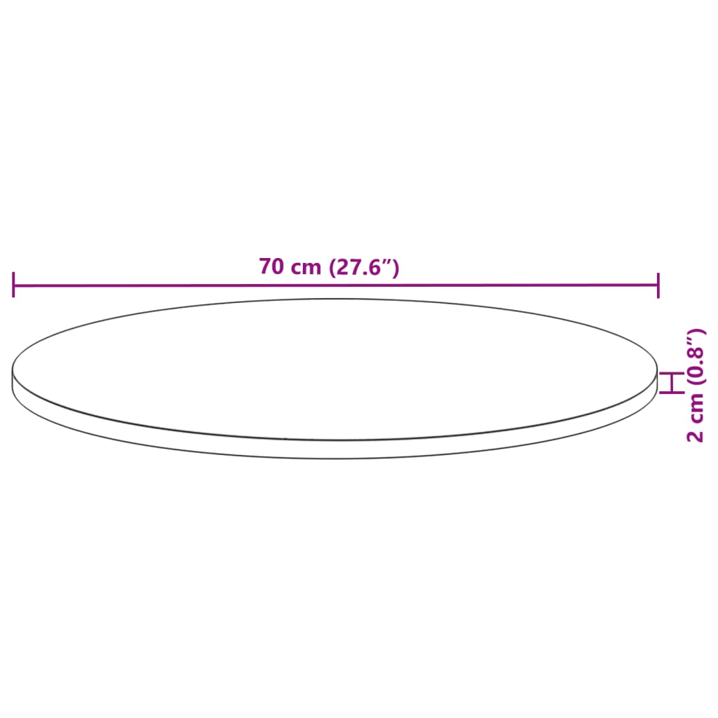 Dessus de table rond Ø70x2 cm bois massif d'acacia Plateaux de table vidaXL