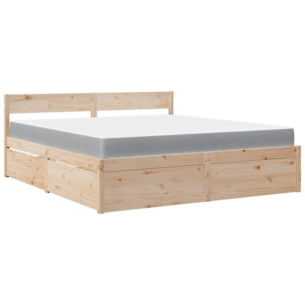 Lit avec tiroirs et matelas 180x200 cm bois massif de pin Lits & cadres de lit vidaXL   