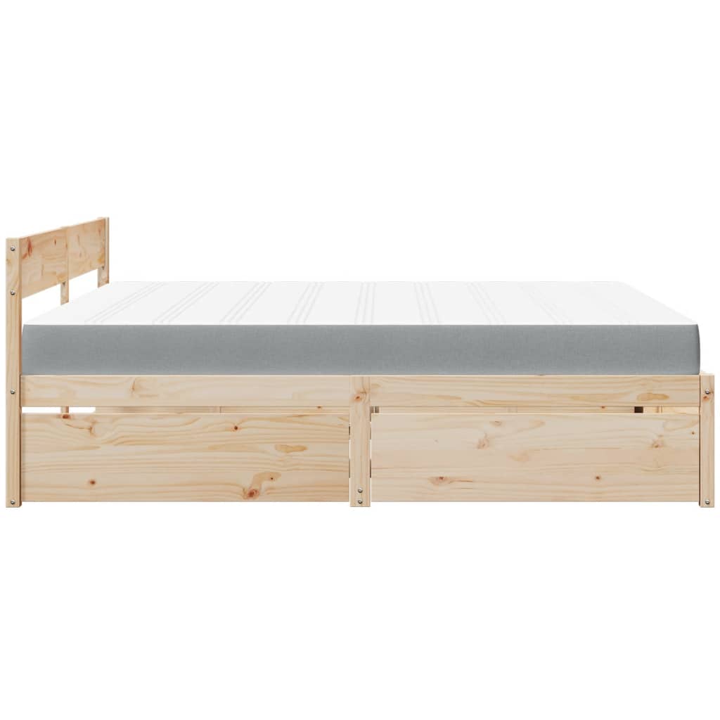 Lit avec tiroirs et matelas 180x200 cm bois massif de pin Lits & cadres de lit vidaXL   