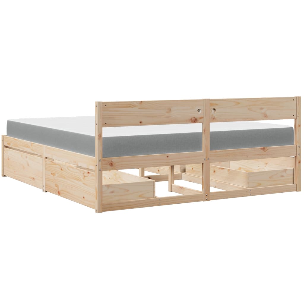 Lit avec tiroirs et matelas 180x200 cm bois massif de pin Lits & cadres de lit vidaXL   