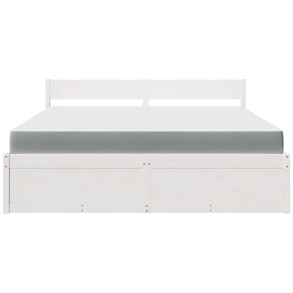 Lit avec tiroirs et matelas blanc 180x200 cm bois massif de pin Lits & cadres de lit vidaXL   