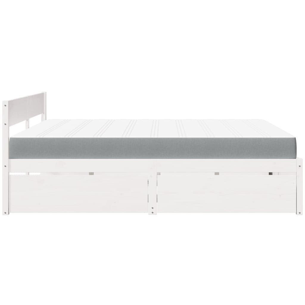 Lit avec tiroirs et matelas blanc 180x200 cm bois massif de pin Lits & cadres de lit vidaXL   