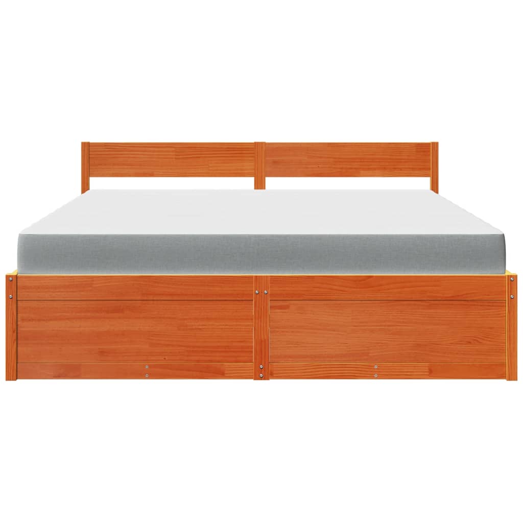 Lit avec tiroirs/matelas cire marron 180x200 cm bois massif pin Lits & cadres de lit vidaXL   