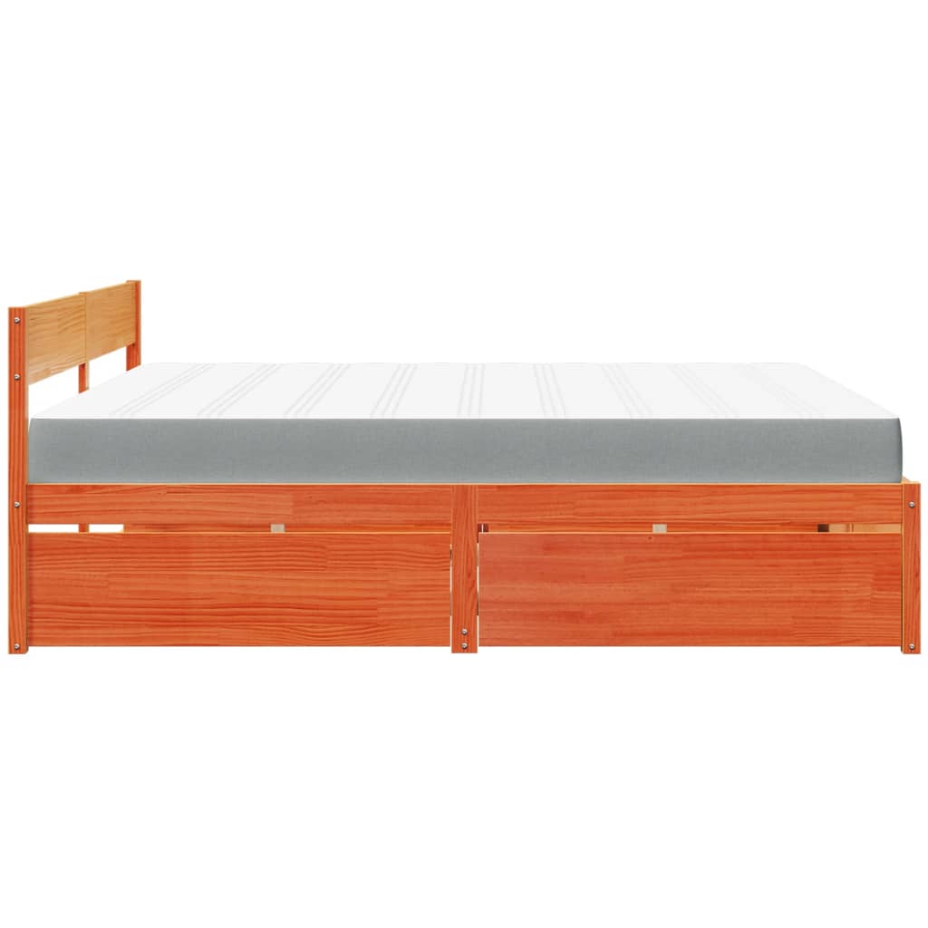 Lit avec tiroirs/matelas cire marron 180x200 cm bois massif pin Lits & cadres de lit vidaXL   