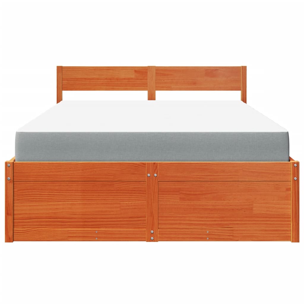 Lit avec tiroirs/matelas cire marron 120x200 cm bois massif pin Lits & cadres de lit vidaXL   