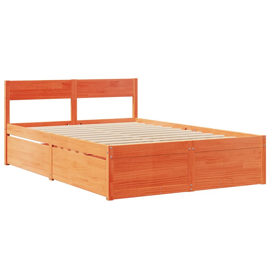 Lit avec tiroirs/matelas cire marron 120x200 cm bois massif pin Lits & cadres de lit vidaXL   