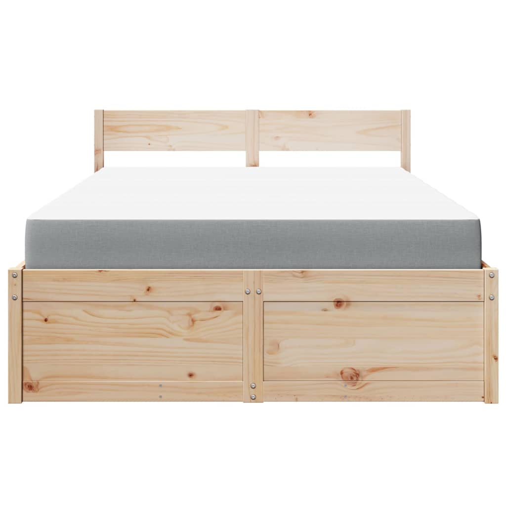 Lit avec tiroirs et matelas 140x190 cm bois massif de pin Lits & cadres de lit vidaXL   