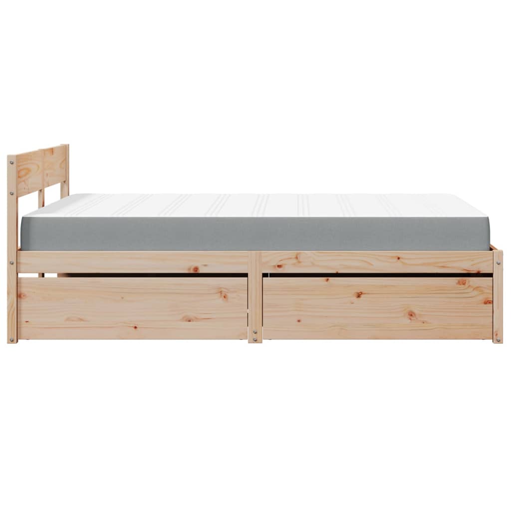 Lit avec tiroirs et matelas 140x190 cm bois massif de pin Lits & cadres de lit vidaXL   