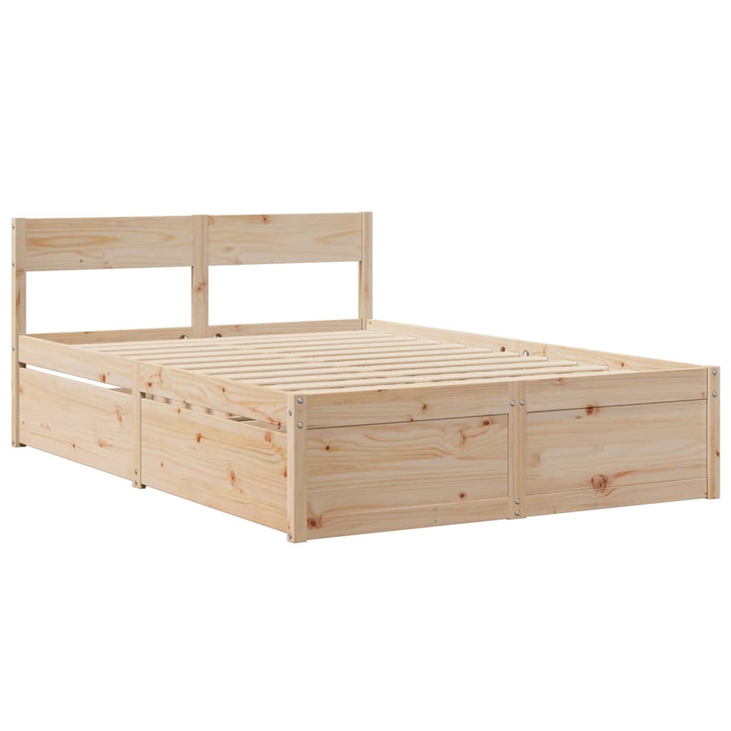 Lit avec tiroirs et matelas 140x190 cm bois massif de pin Lits & cadres de lit vidaXL   