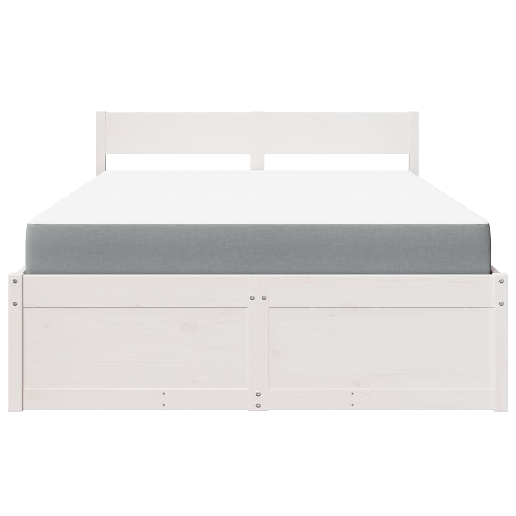 Lit avec tiroirs et matelas blanc 140x190 cm bois massif de pin Lits & cadres de lit vidaXL   