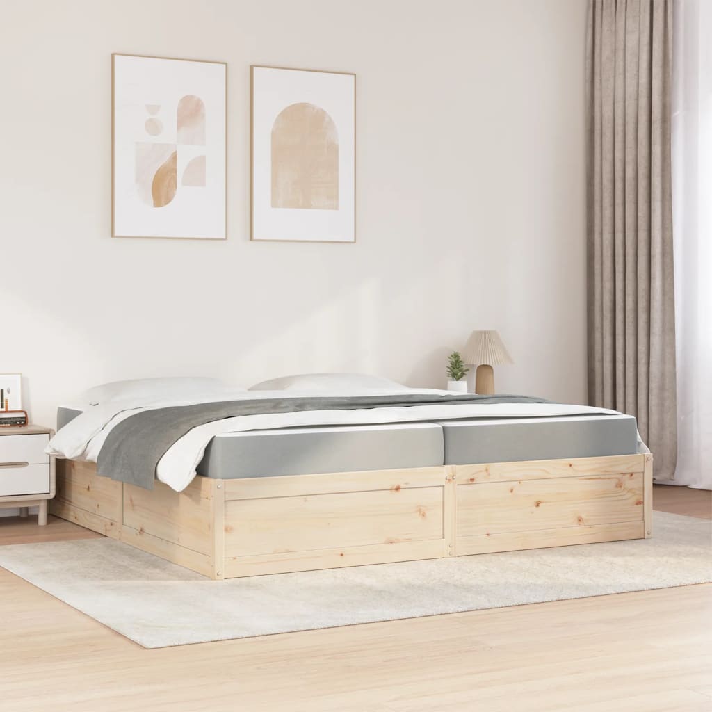 Lit avec matelas 200x200 cm bois massif de pin Lits & cadres de lit vidaXL   