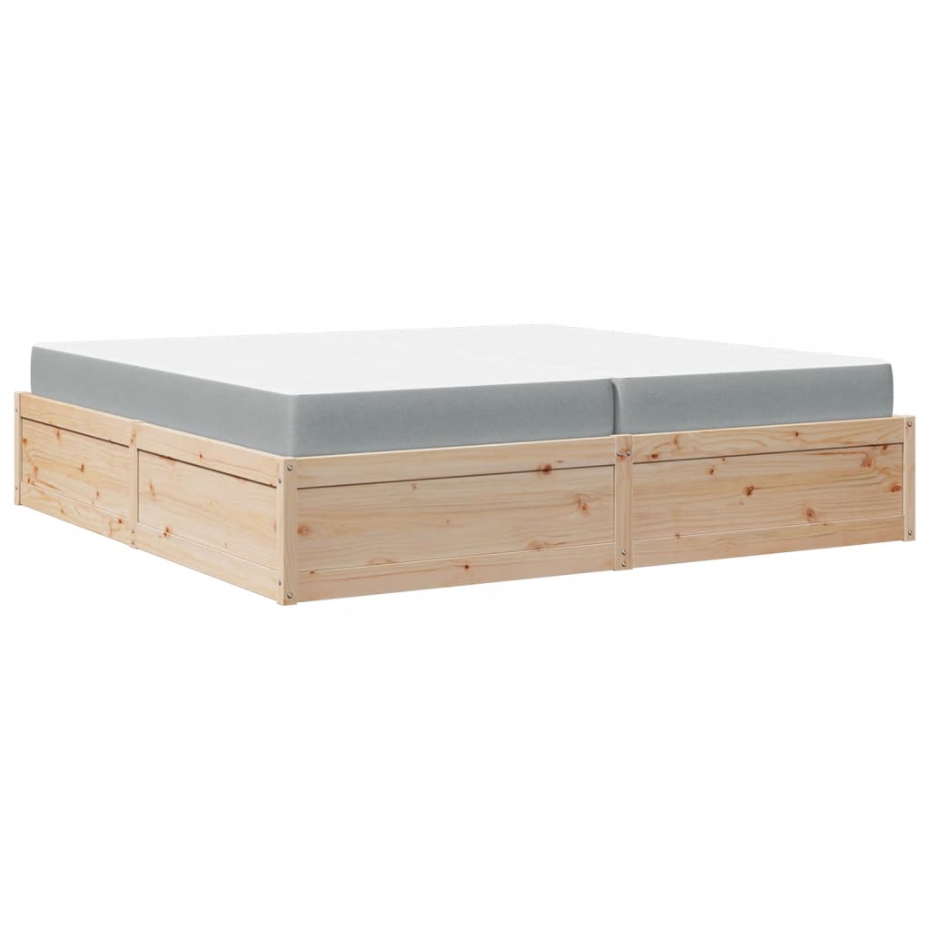 Lit avec matelas 200x200 cm bois massif de pin Lits & cadres de lit vidaXL   