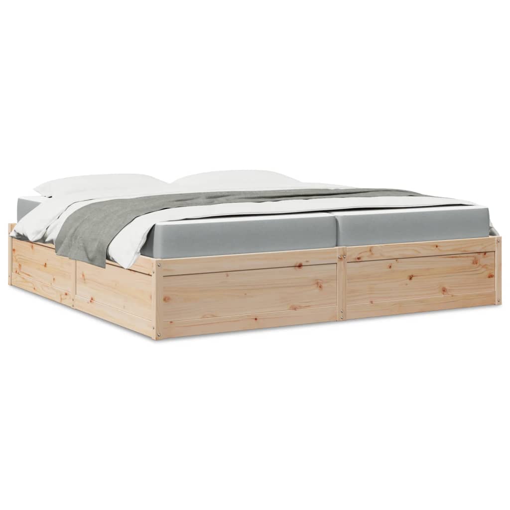 Lit avec matelas 200x200 cm bois massif de pin Lits & cadres de lit vidaXL   