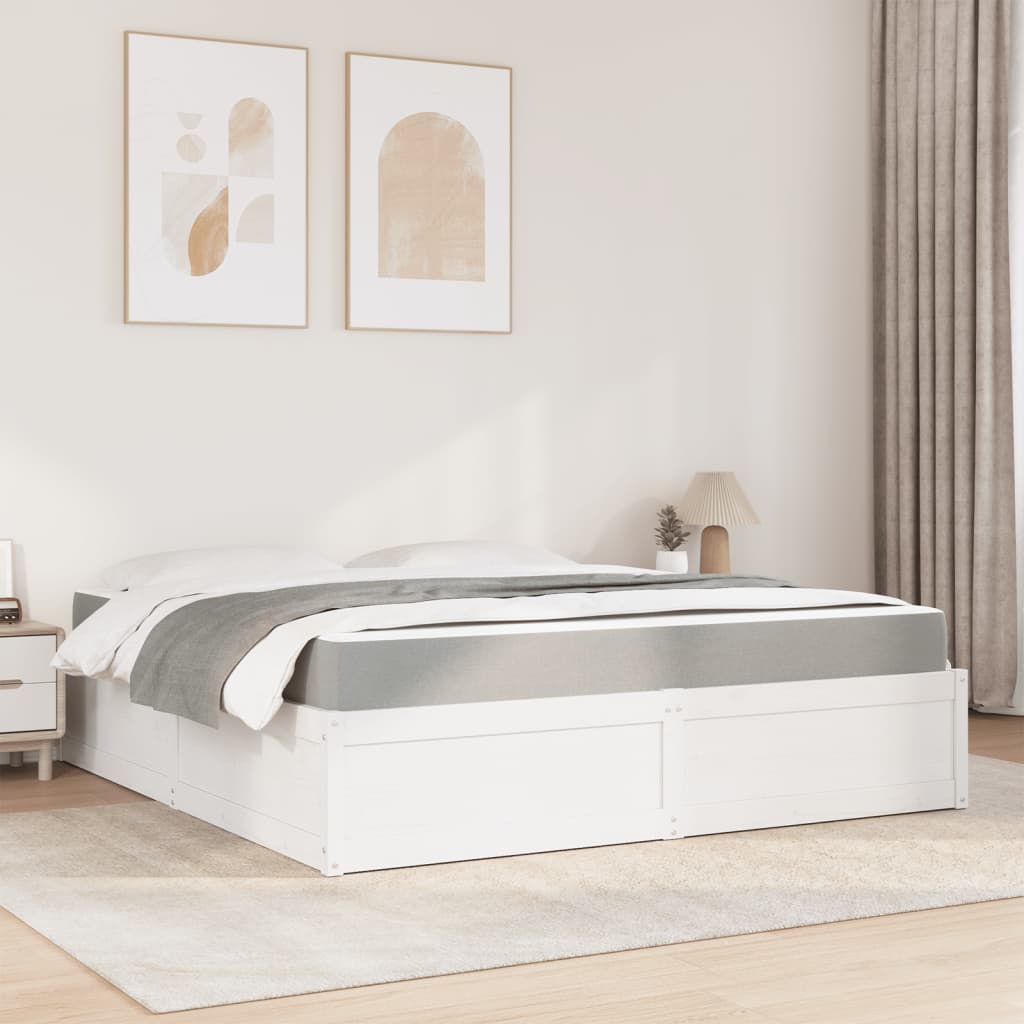 Lit avec matelas blanc 180x200 cm bois massif de pin Lits & cadres de lit vidaXL   