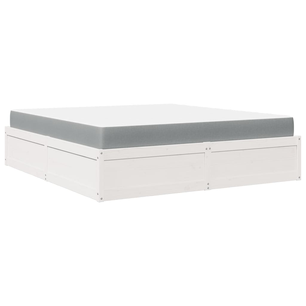 Lit avec matelas blanc 180x200 cm bois massif de pin Lits & cadres de lit vidaXL   