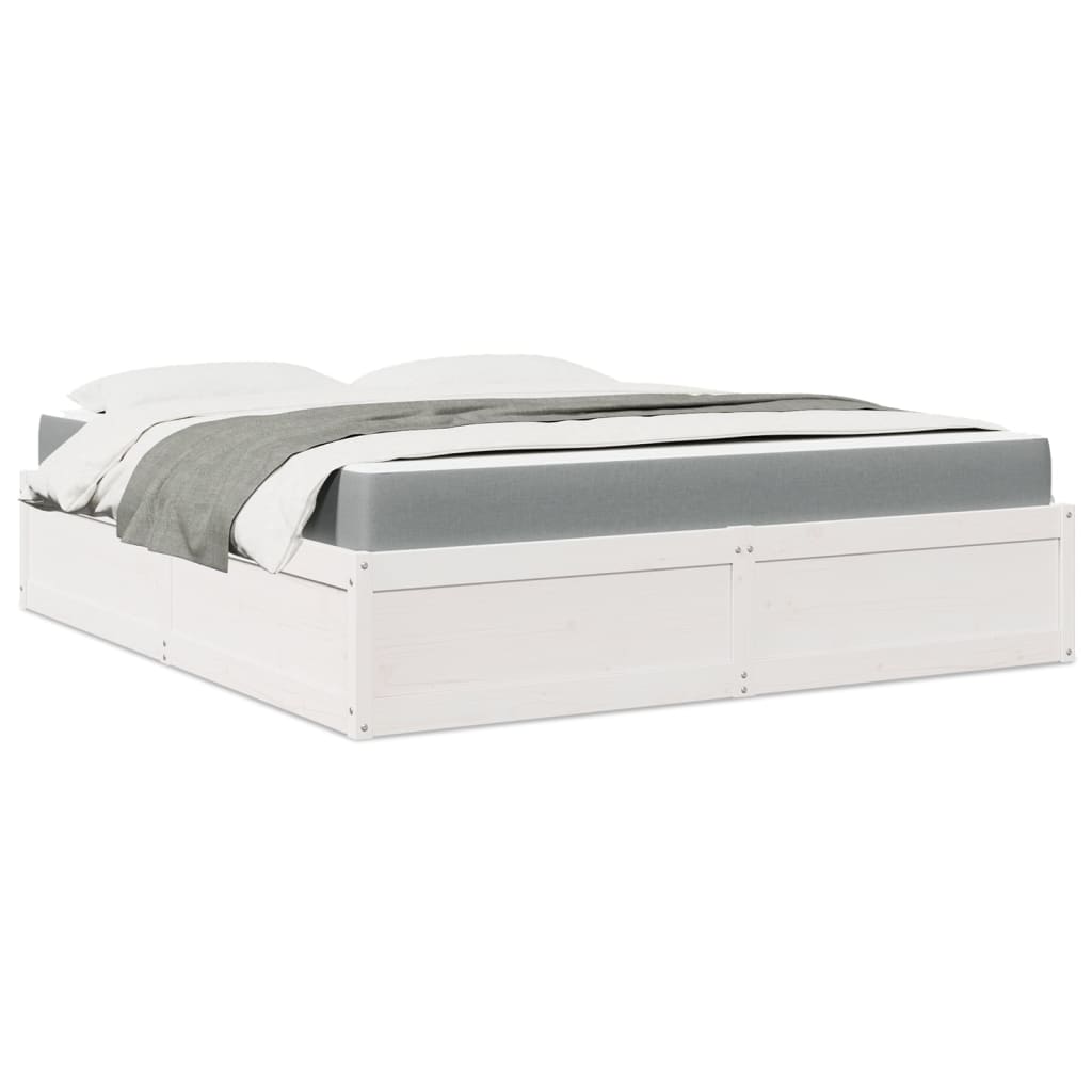 Lit avec matelas blanc 180x200 cm bois massif de pin Lits & cadres de lit vidaXL   